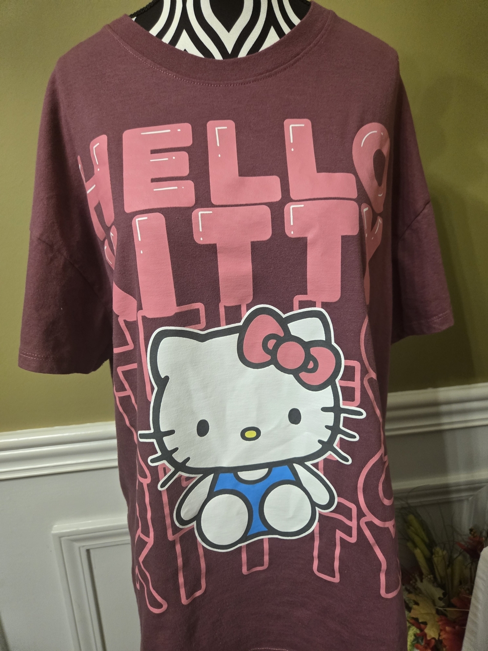 Hello Kitty Maroon Tee with Pink Graphics and White Character XXL
